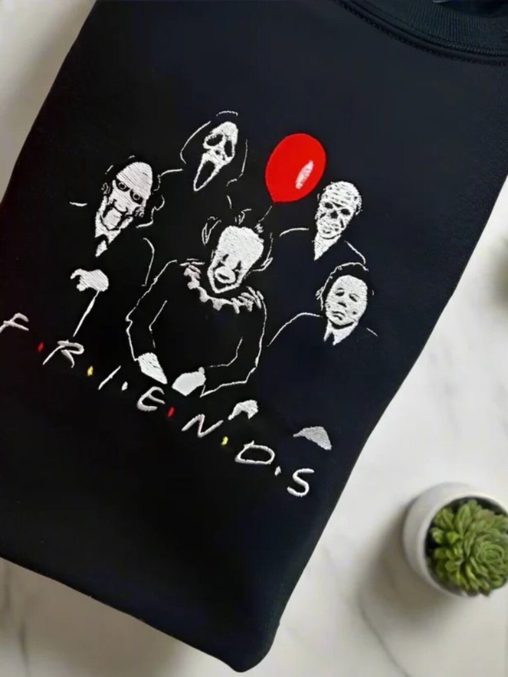Halloween Friends Embroidered Crewneck Sweatshirt